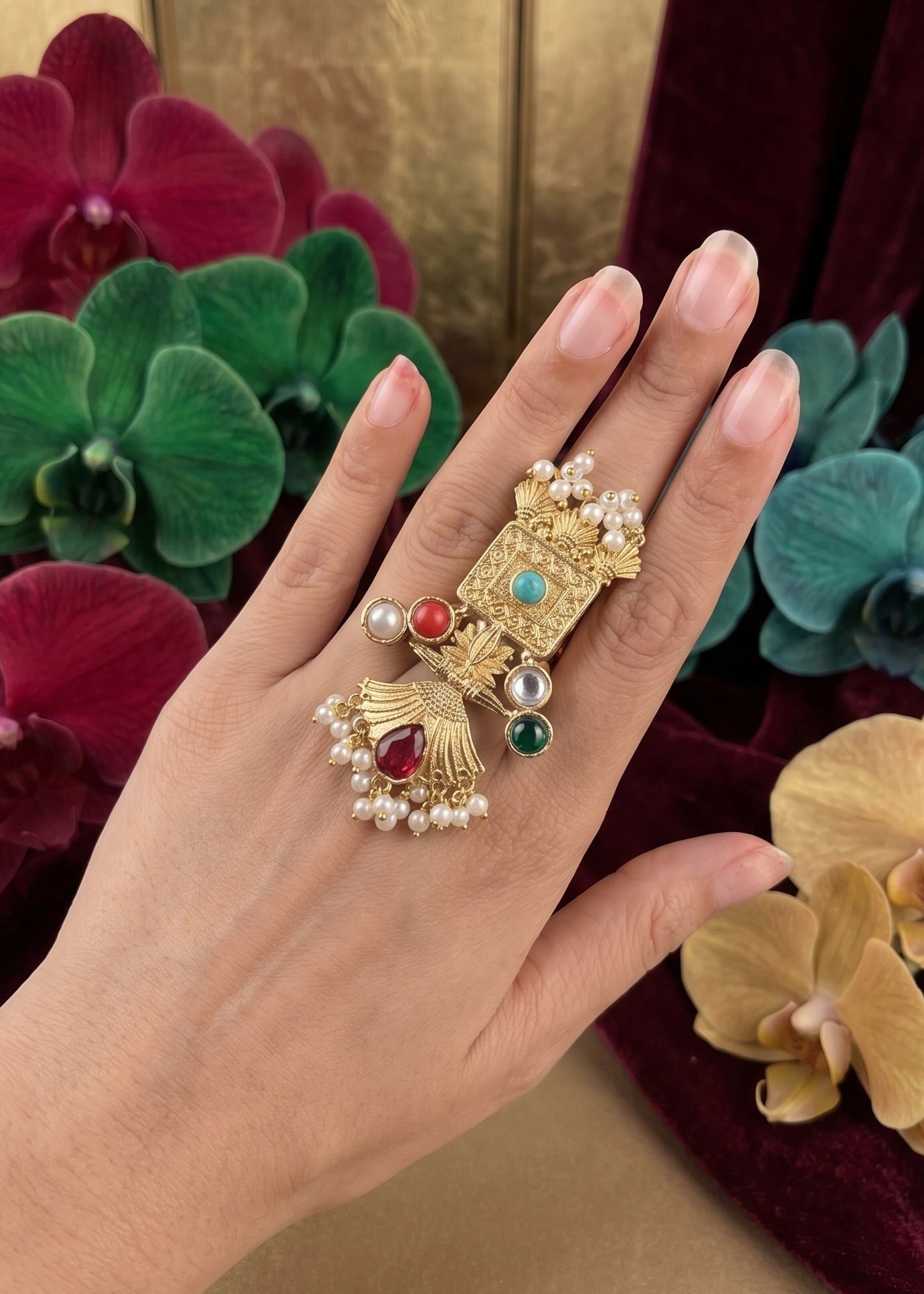 Multi Noor Mahal Statement Ring