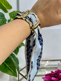 Blue Heart Silk Scarf Bracelet
