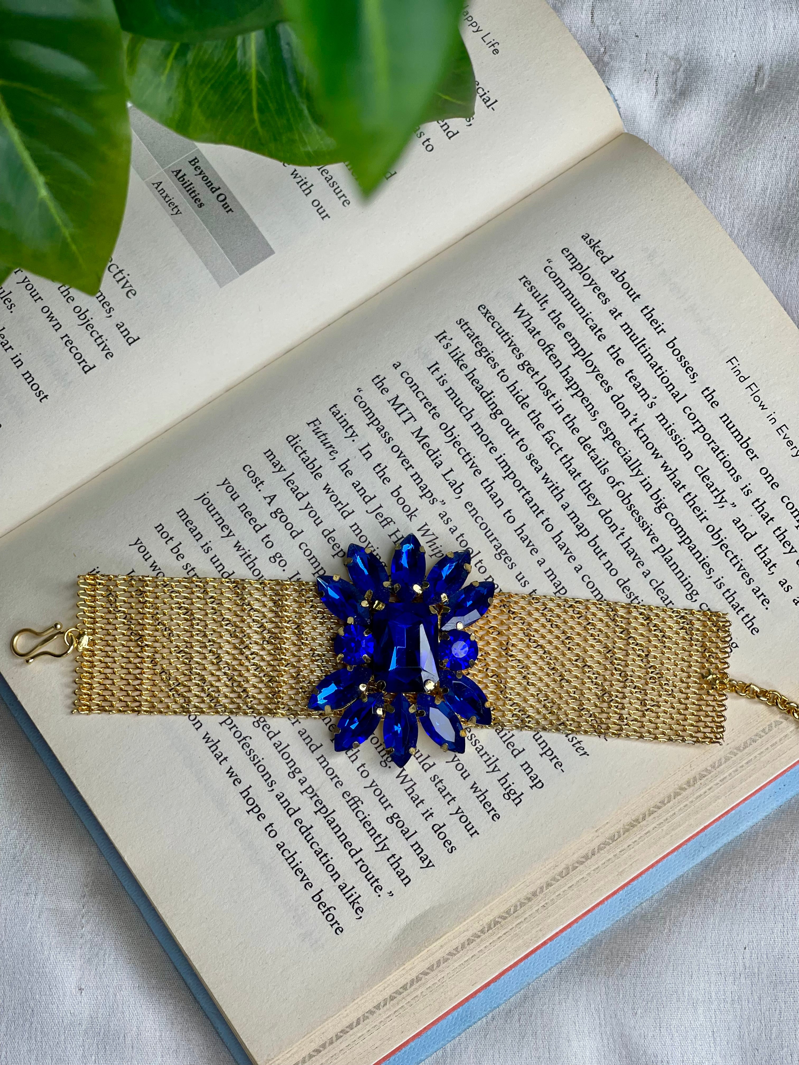 Royal Sapphire Crystal Mesh Bracelet