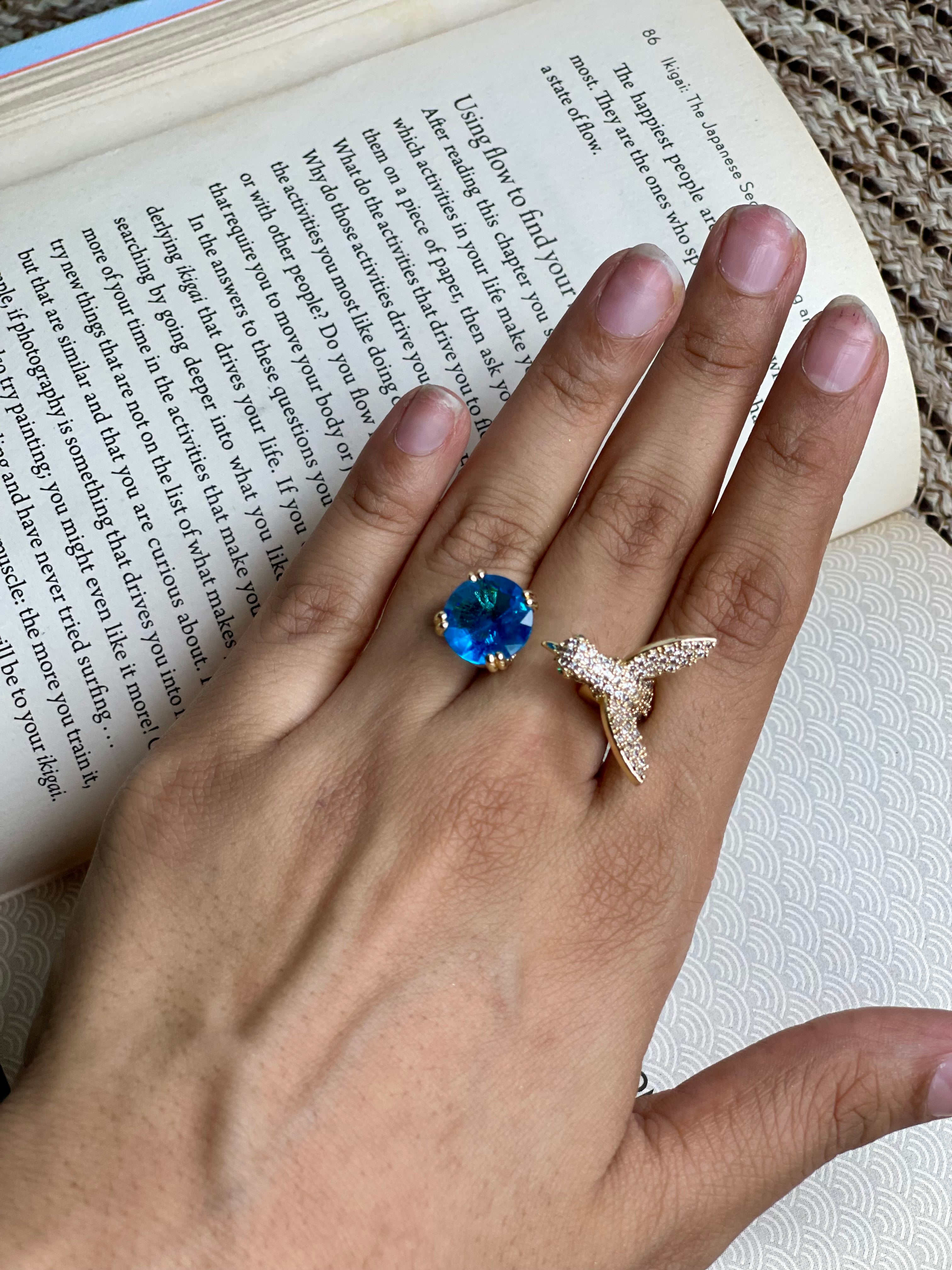 Blue Humming bird Ring