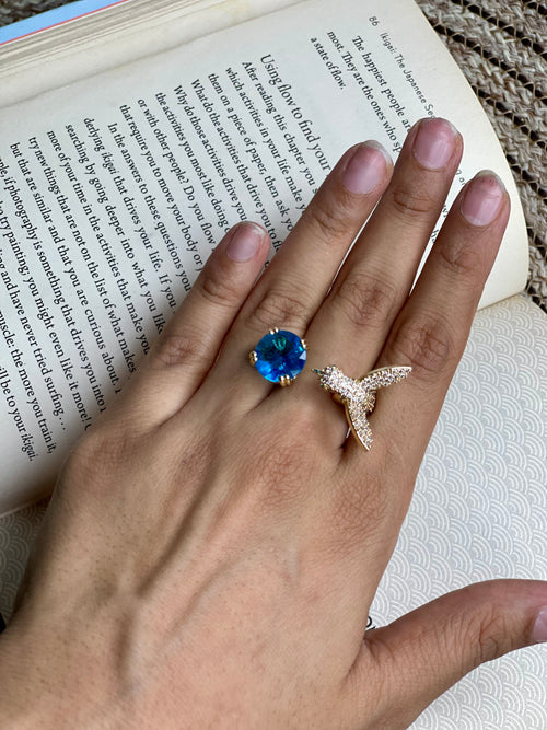 Blue Humming bird Ring