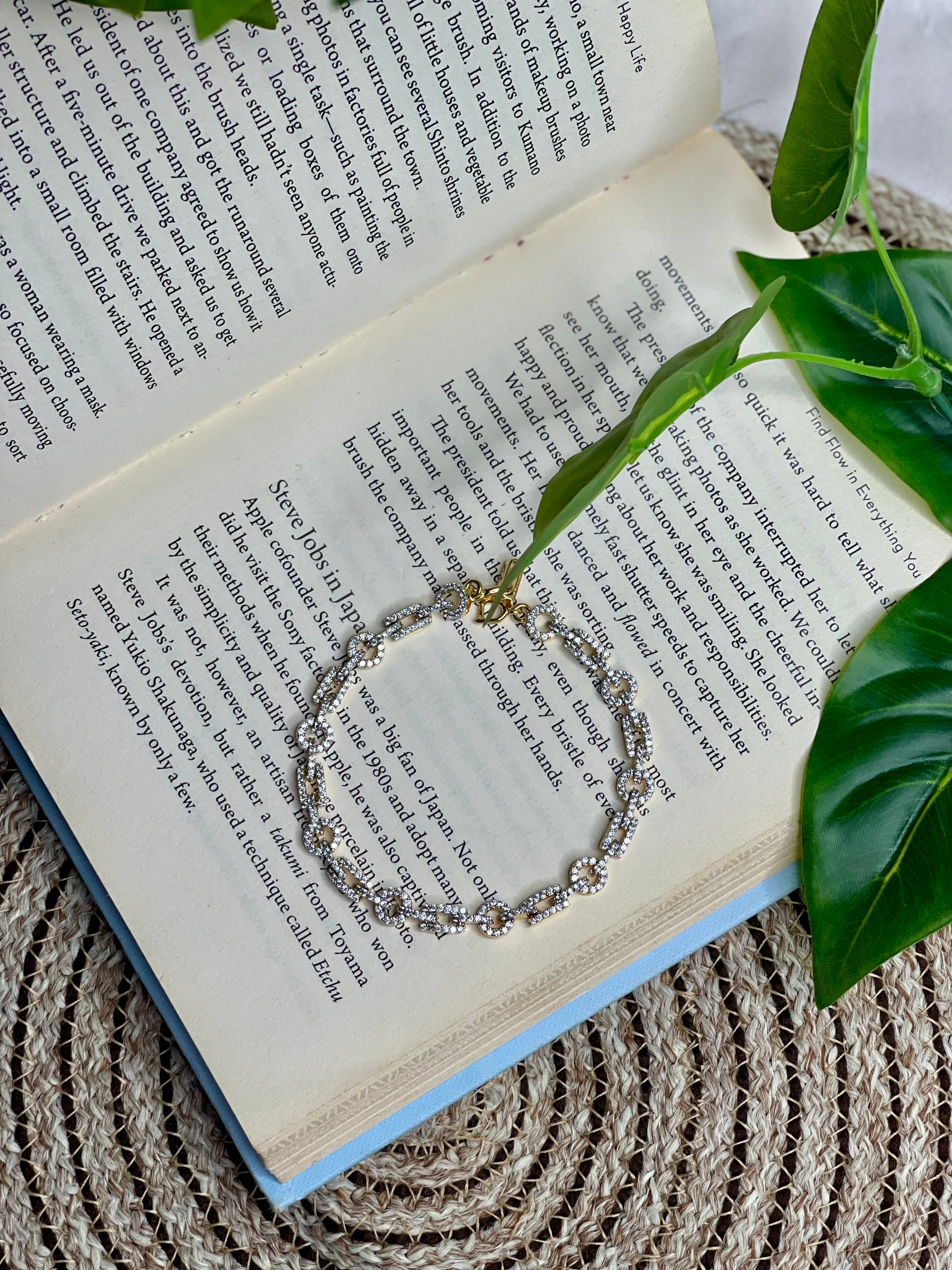 Golden Crystal Link Chain Bracelet