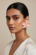 Peach Floral Statement Earrings