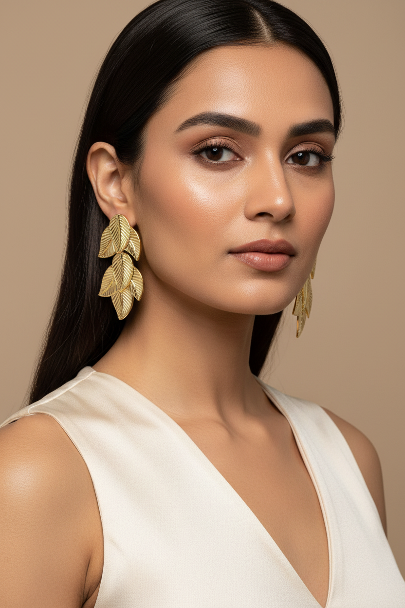 Golden Aurelia Leaf Earings