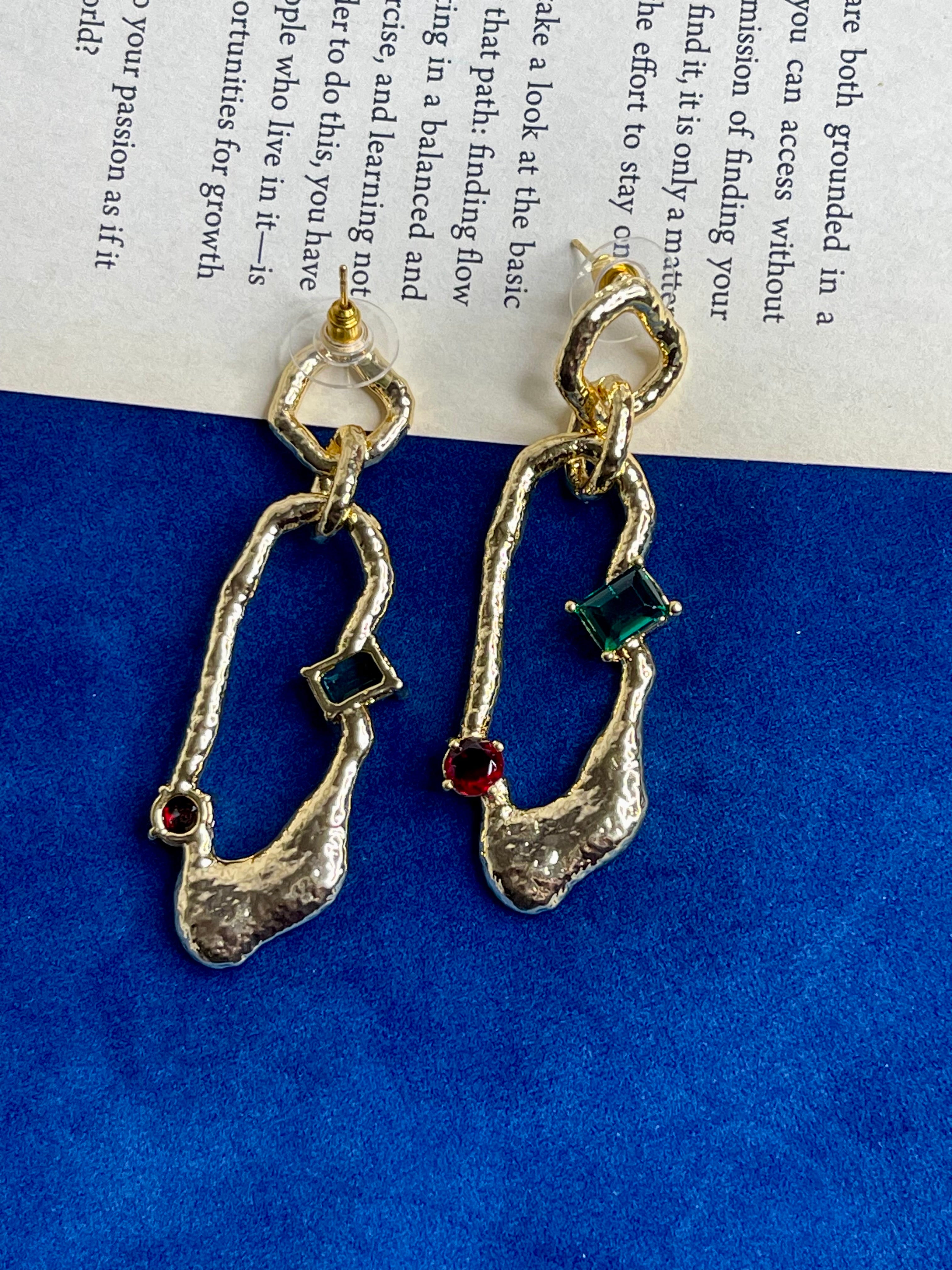 Golden Artistic Drop Earrings