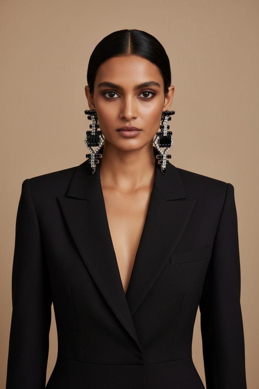 Black Royale Drop Earrings