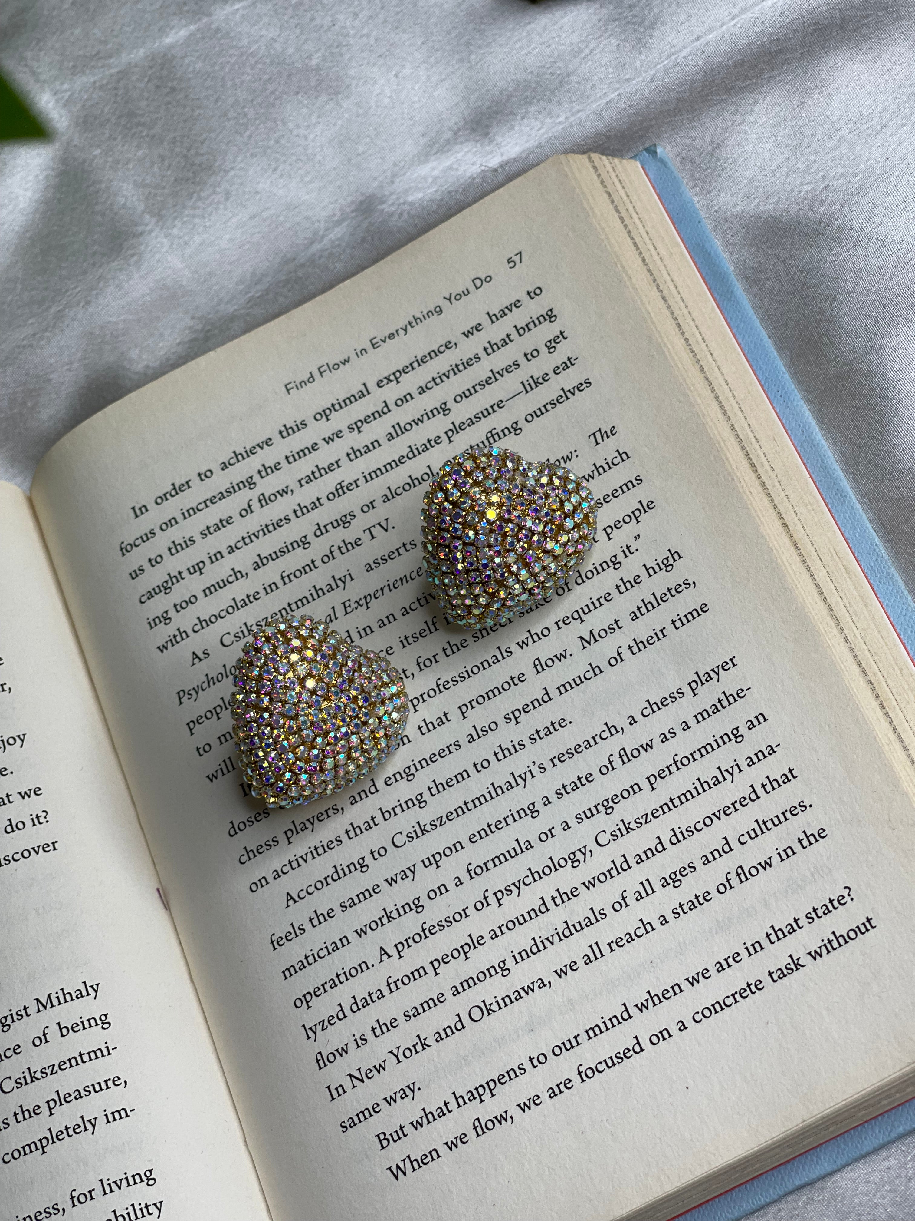 Rainbow Rhinestone Heart Studs