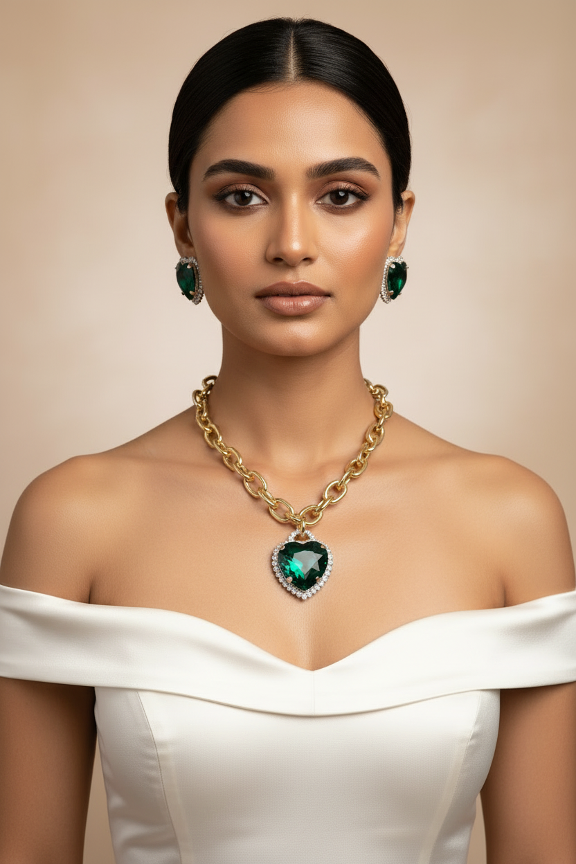 Emerald Heart Luxe Necklace Set