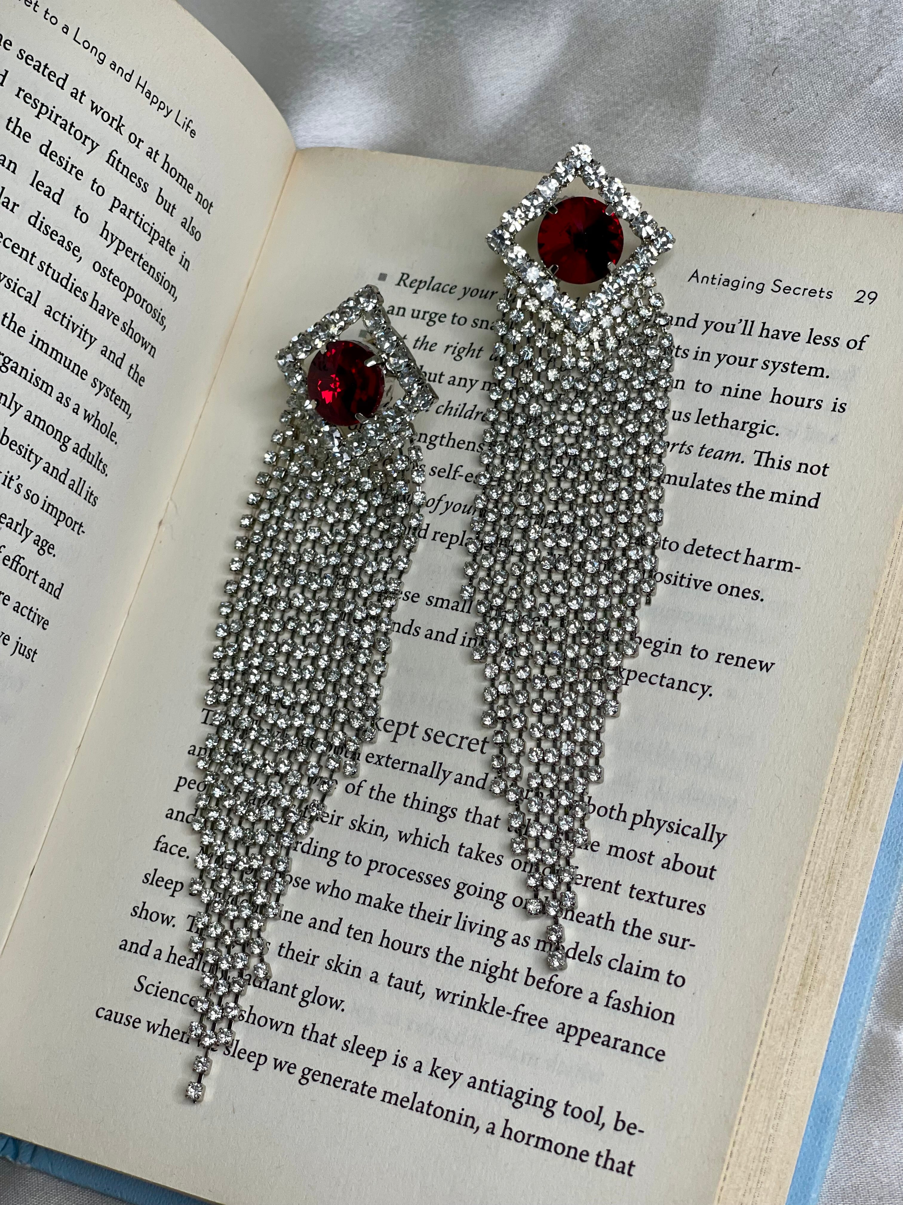 Ruby Tassel Party Earrings