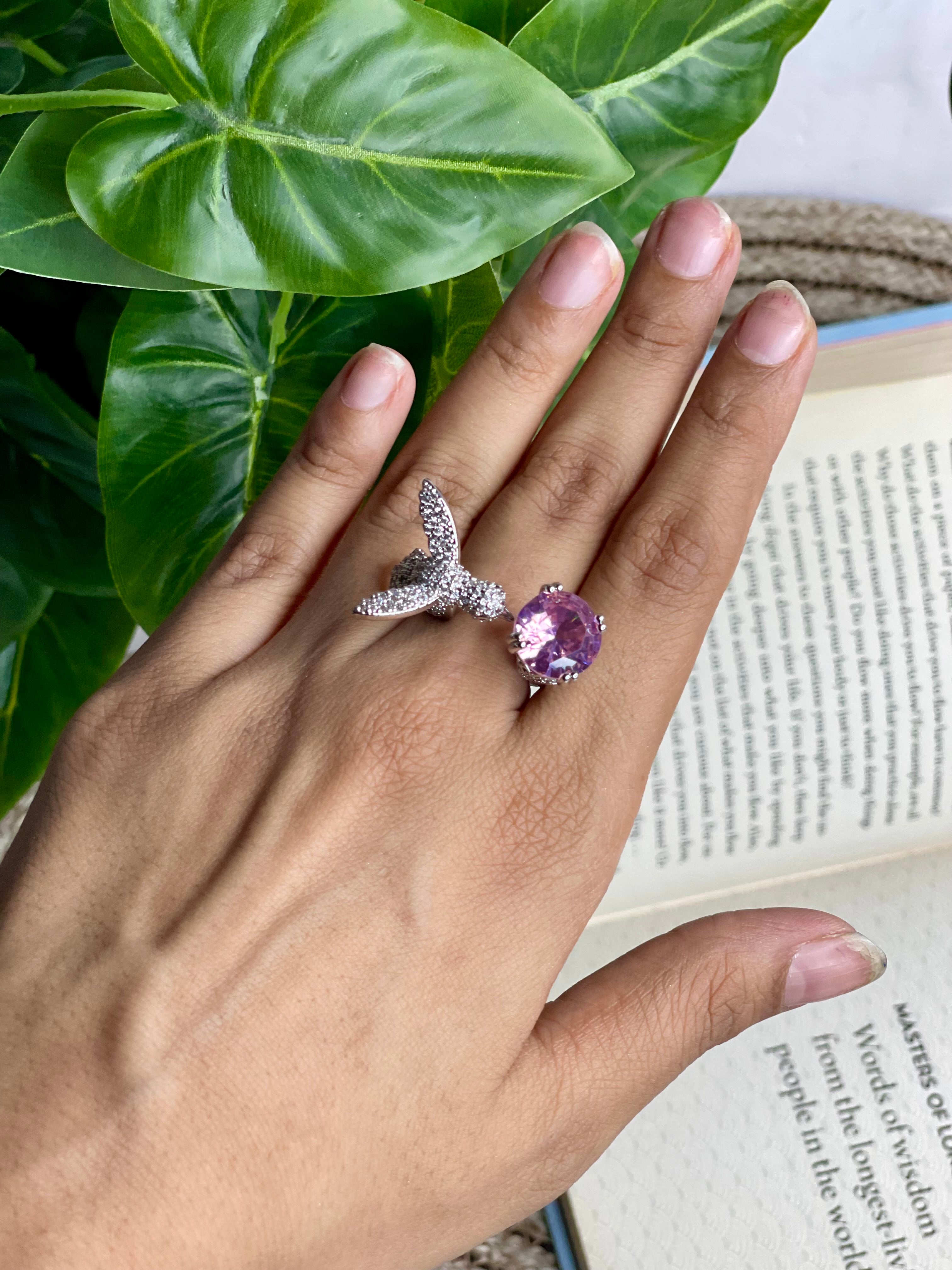Pink Humming Bird Ring