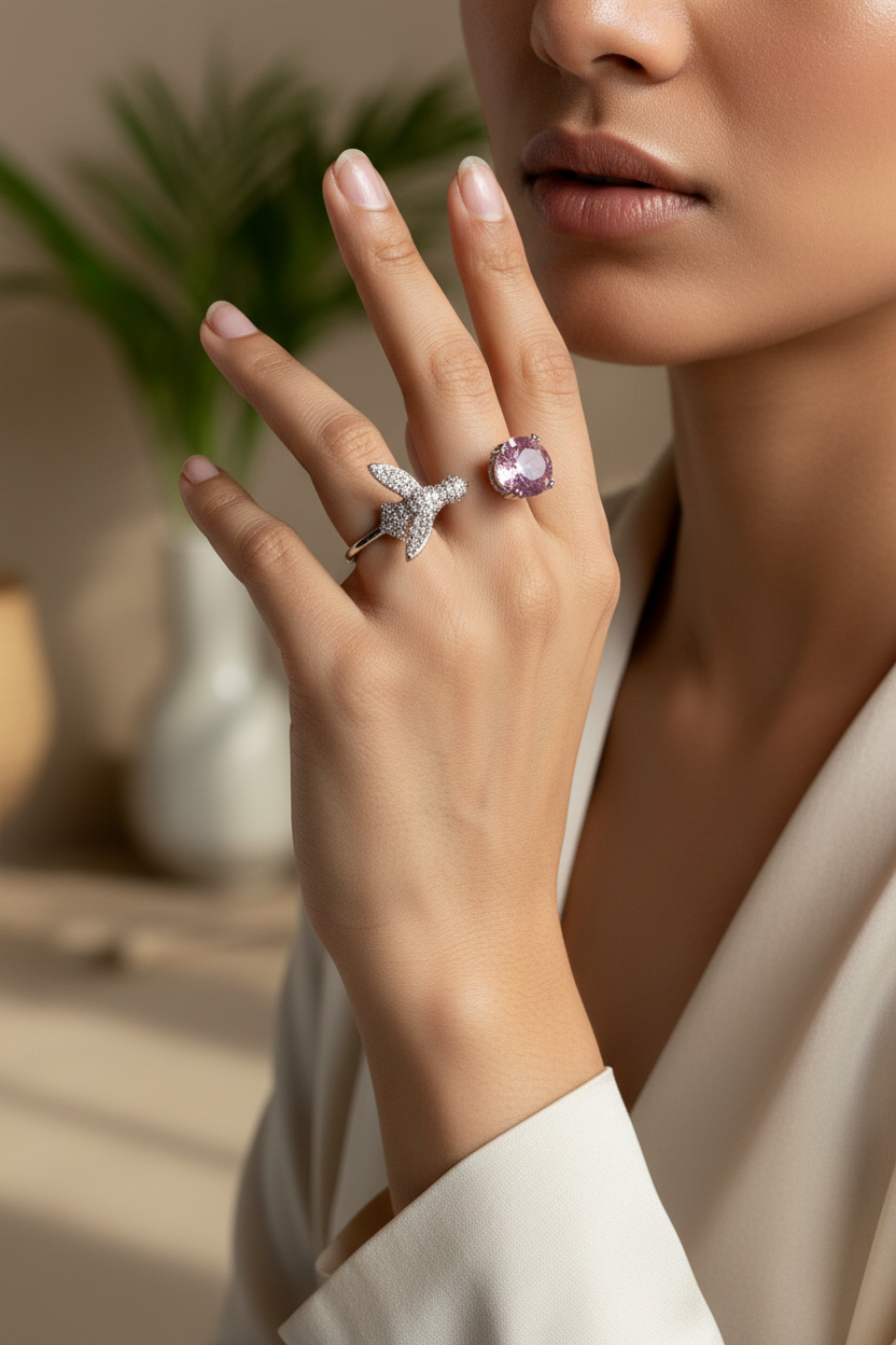 Pink Humming Bird Ring