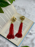 Golden Red Tassel Earrings