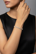 Silver Crystal Oval Link Bracelet