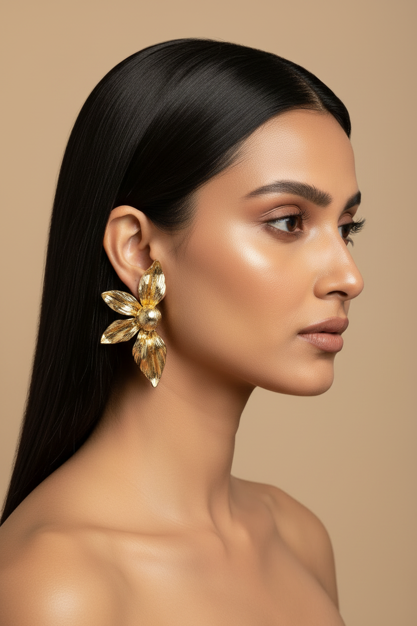 Golden Bloom Statement Earrings