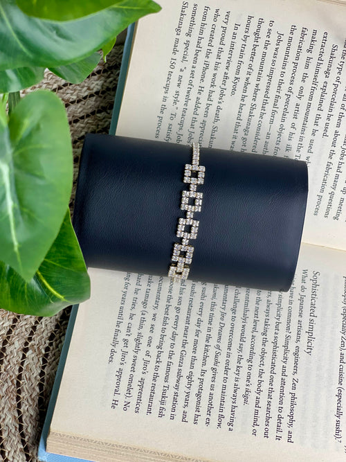 Diamond Square Link Anti Tarnish Bracelet