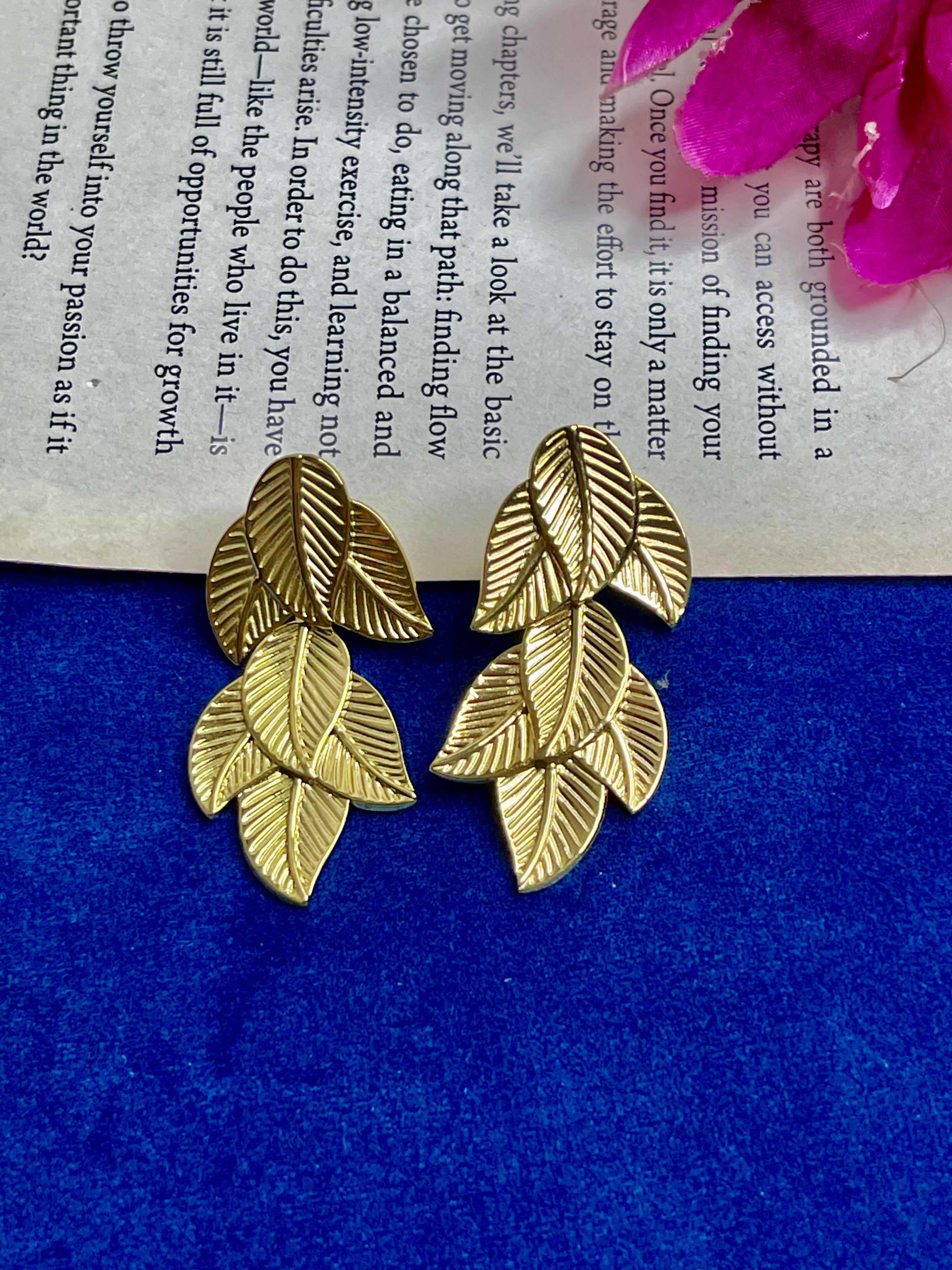 Golden Aurelia Leaf Earings