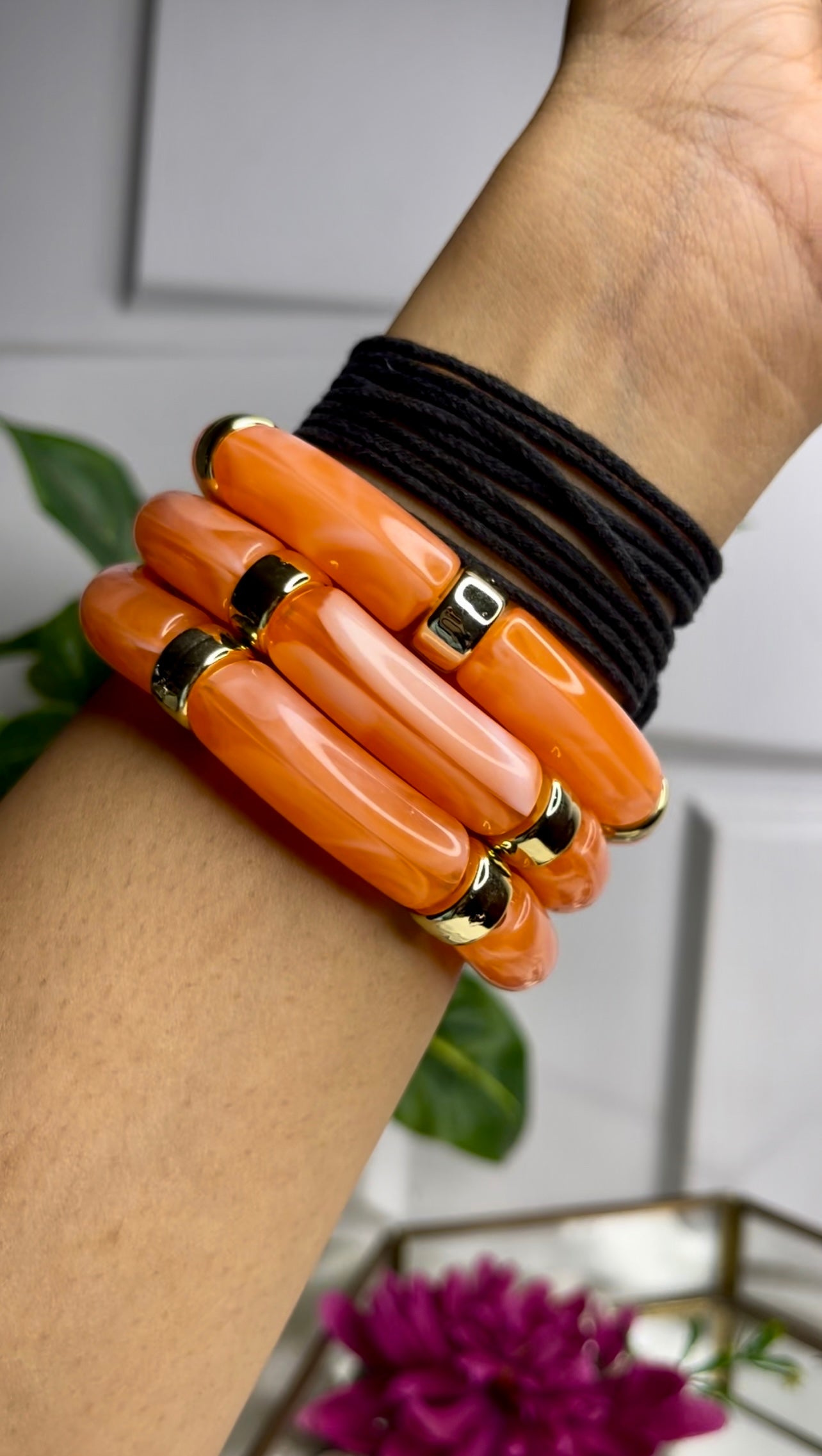 Sunset Resin Bracelet Stack