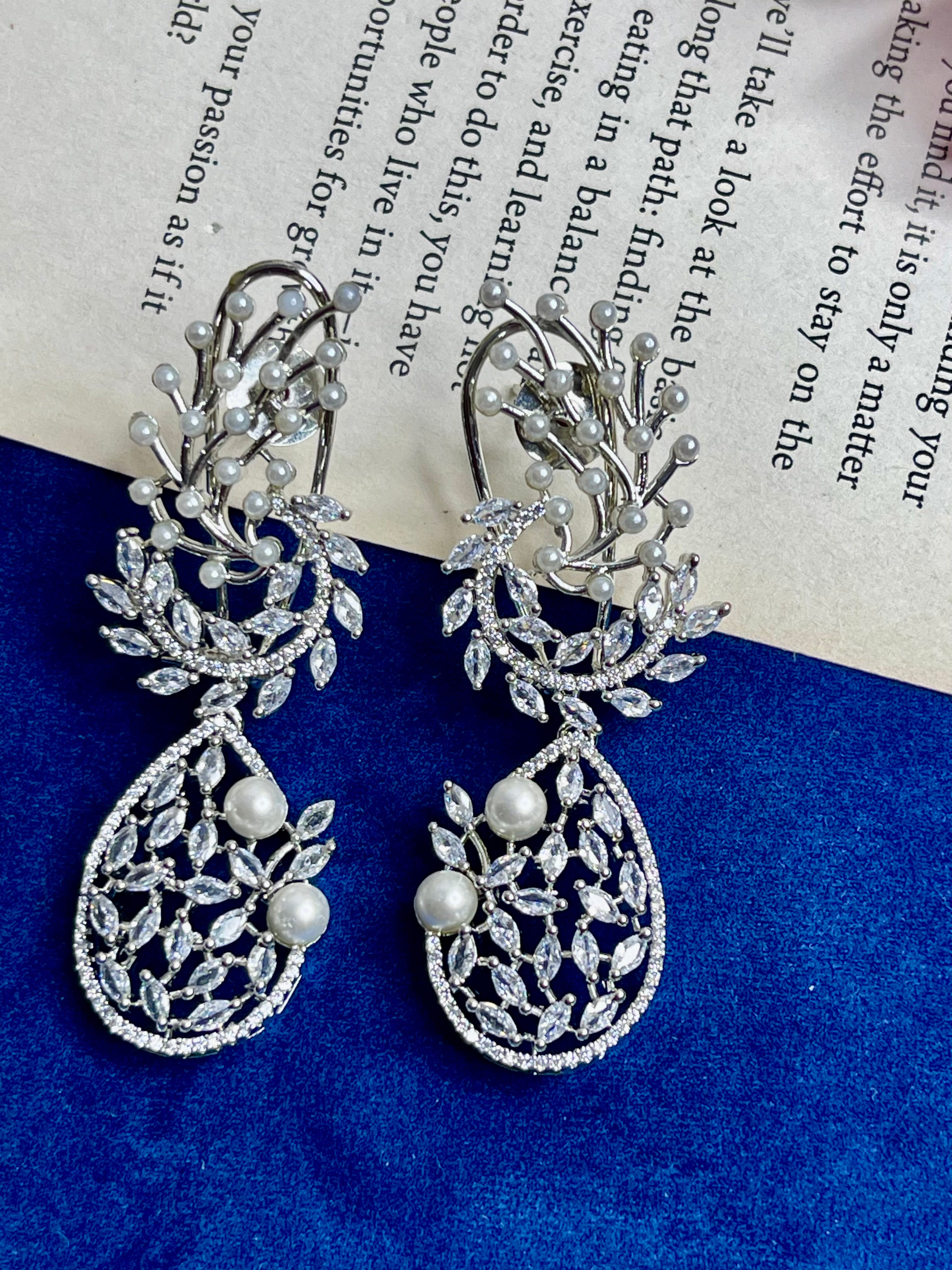 Frosted Silver Danglers Earrings