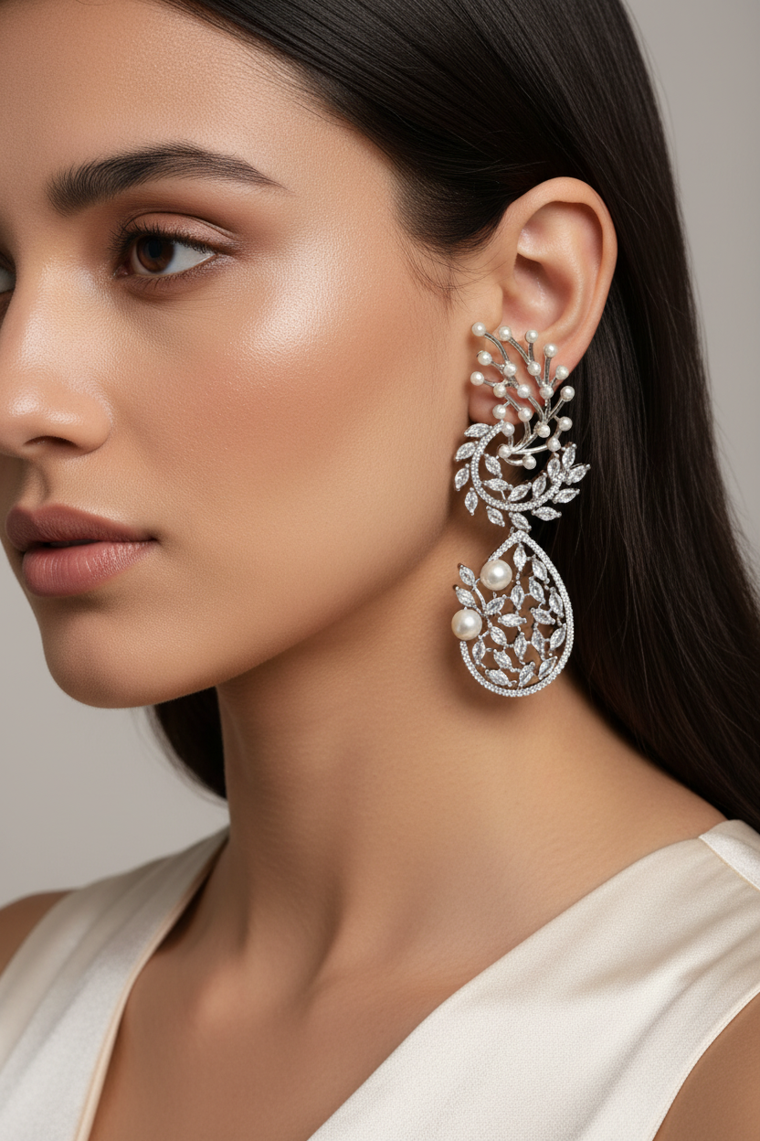 Frosted Silver Danglers Earrings