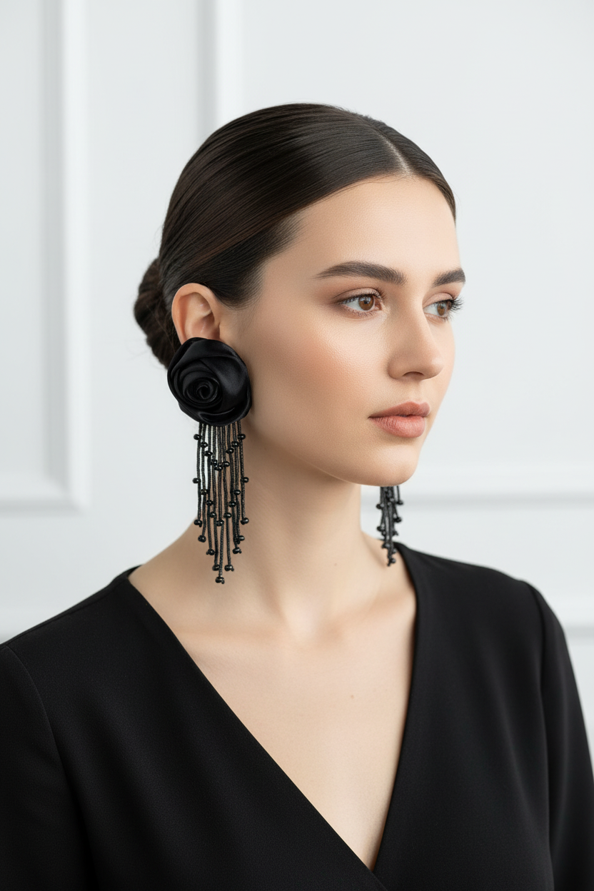 Black Rose Earrings