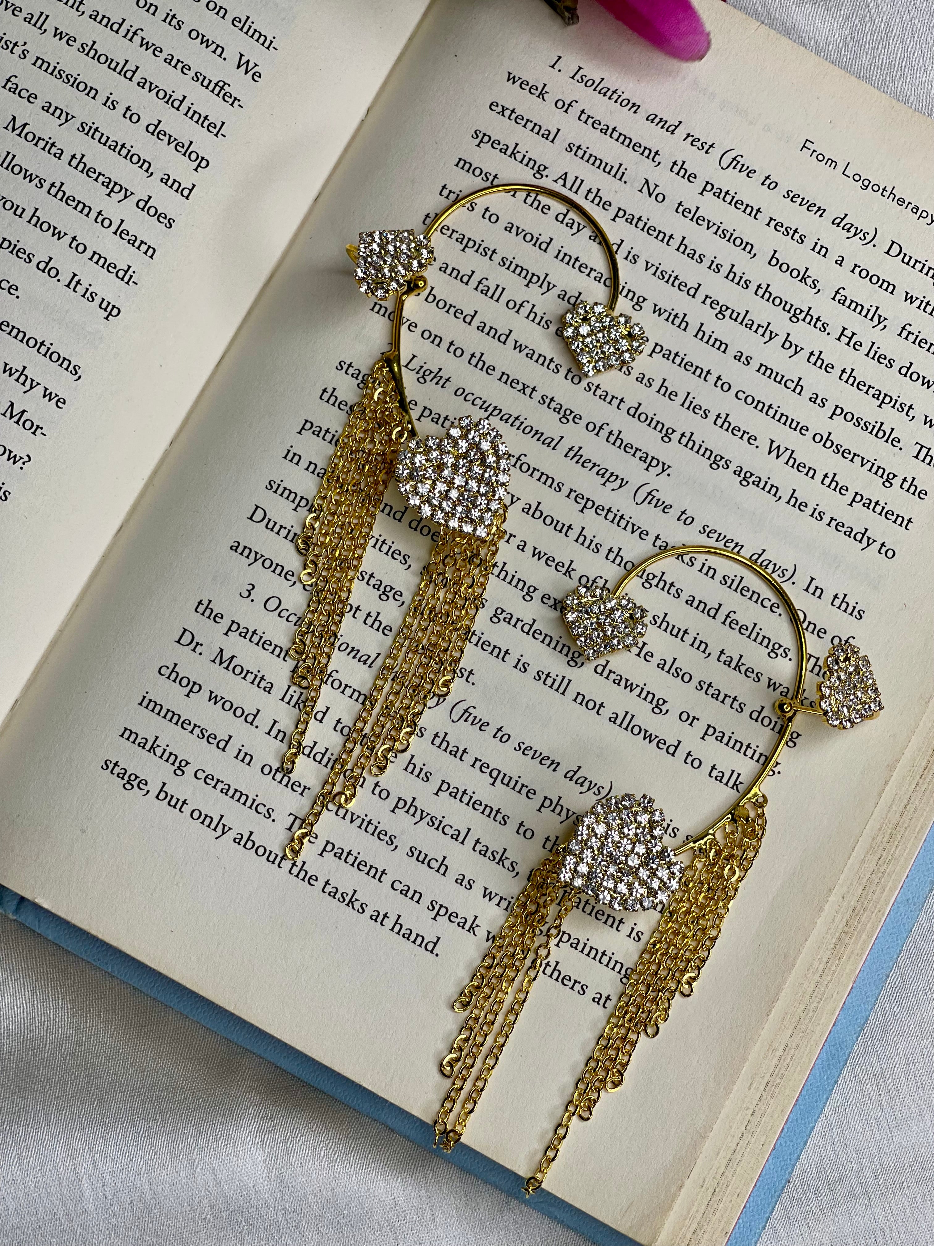 Golden Heart Falling Earcuffs