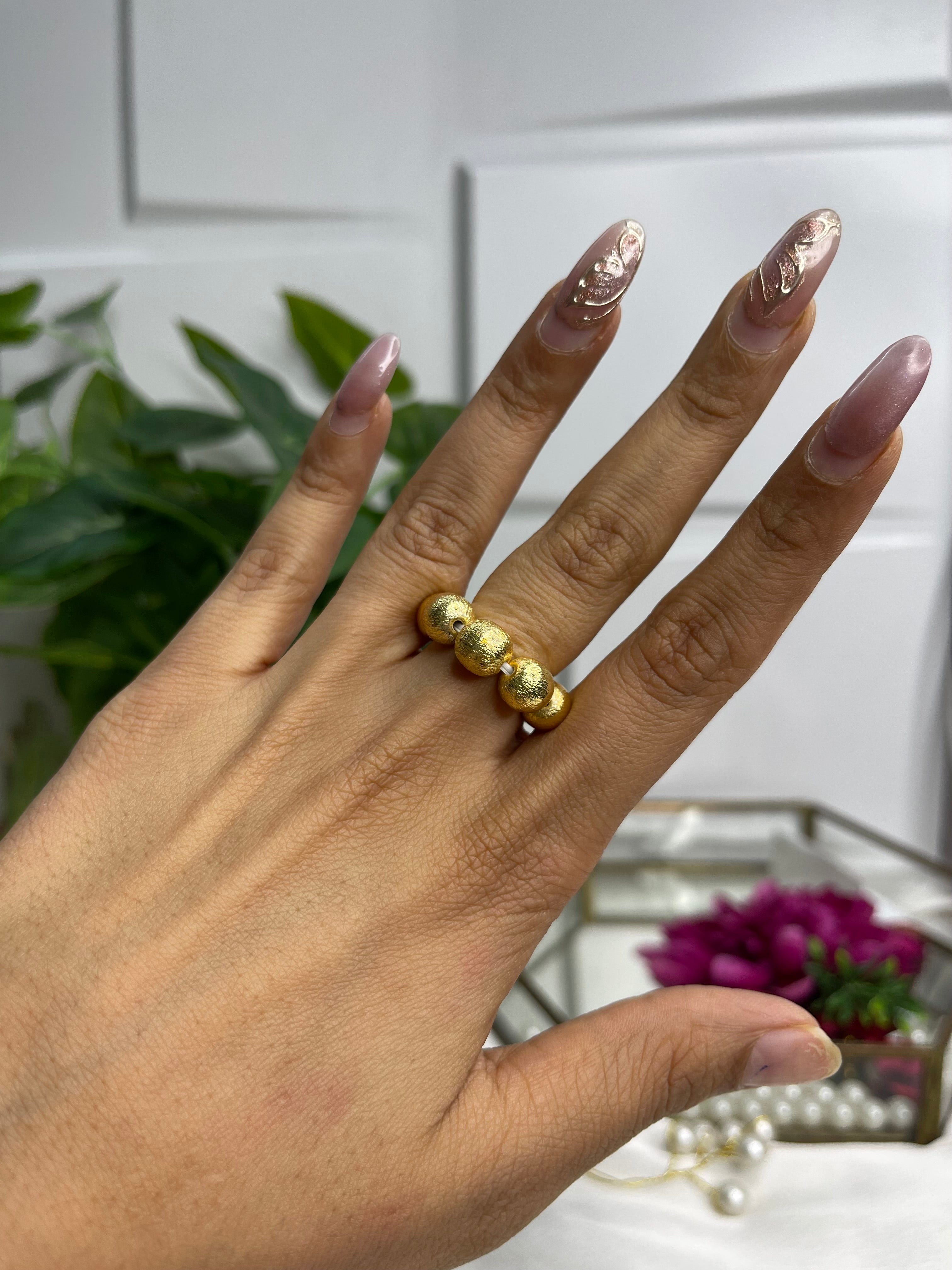 Gold Beaded Brass Ring