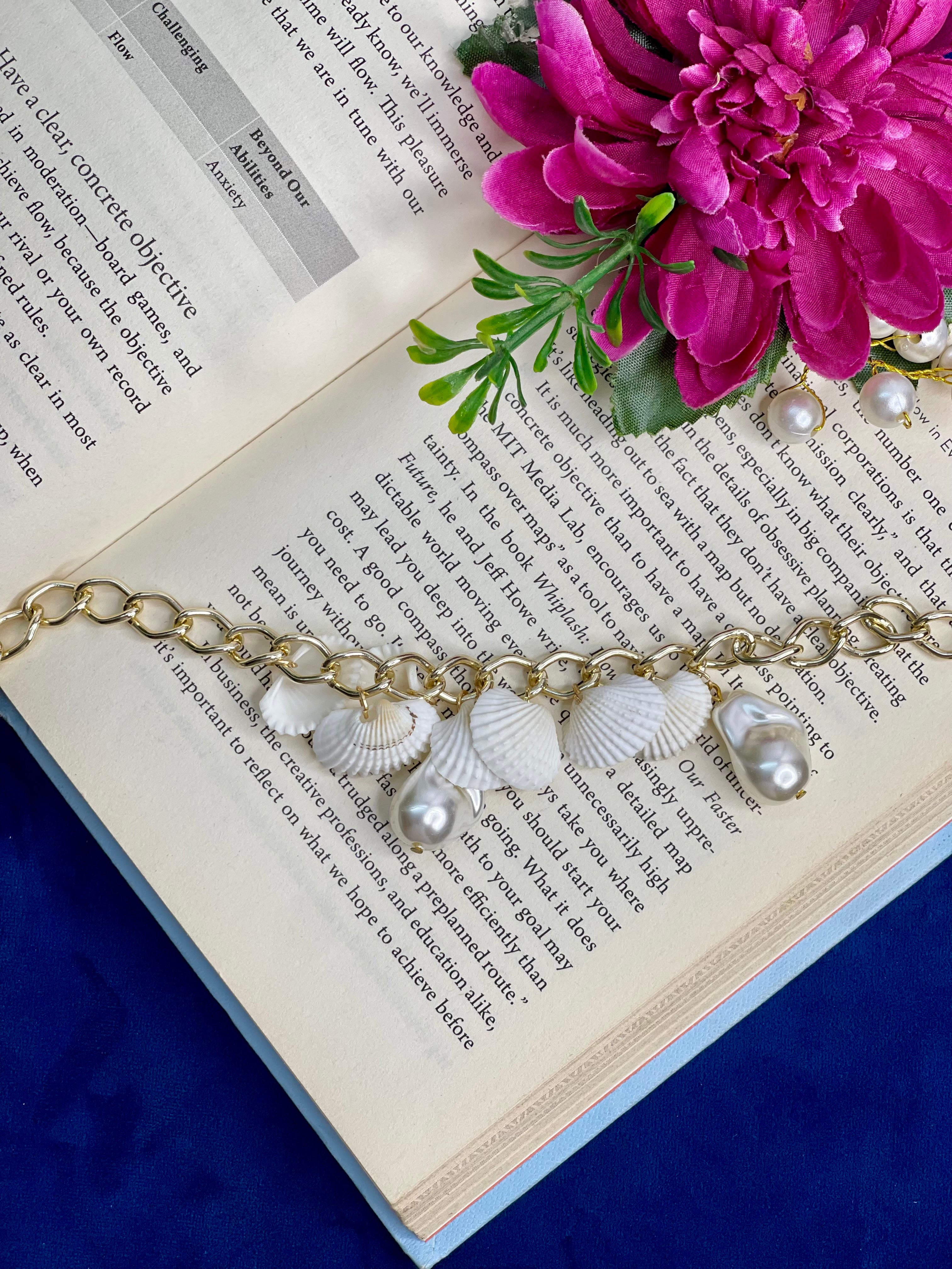 Seashell Pearl Charm Bracelet