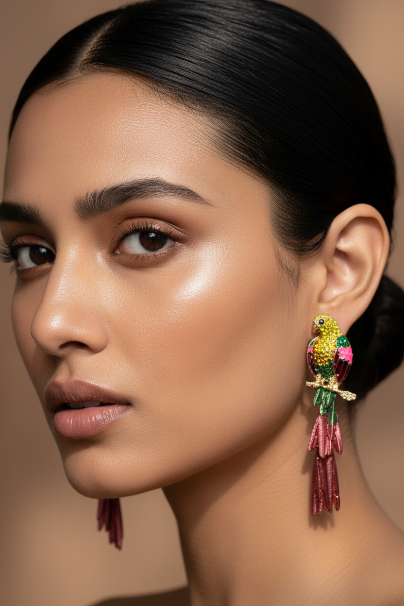 Tropical Parrot Tassel Earrings