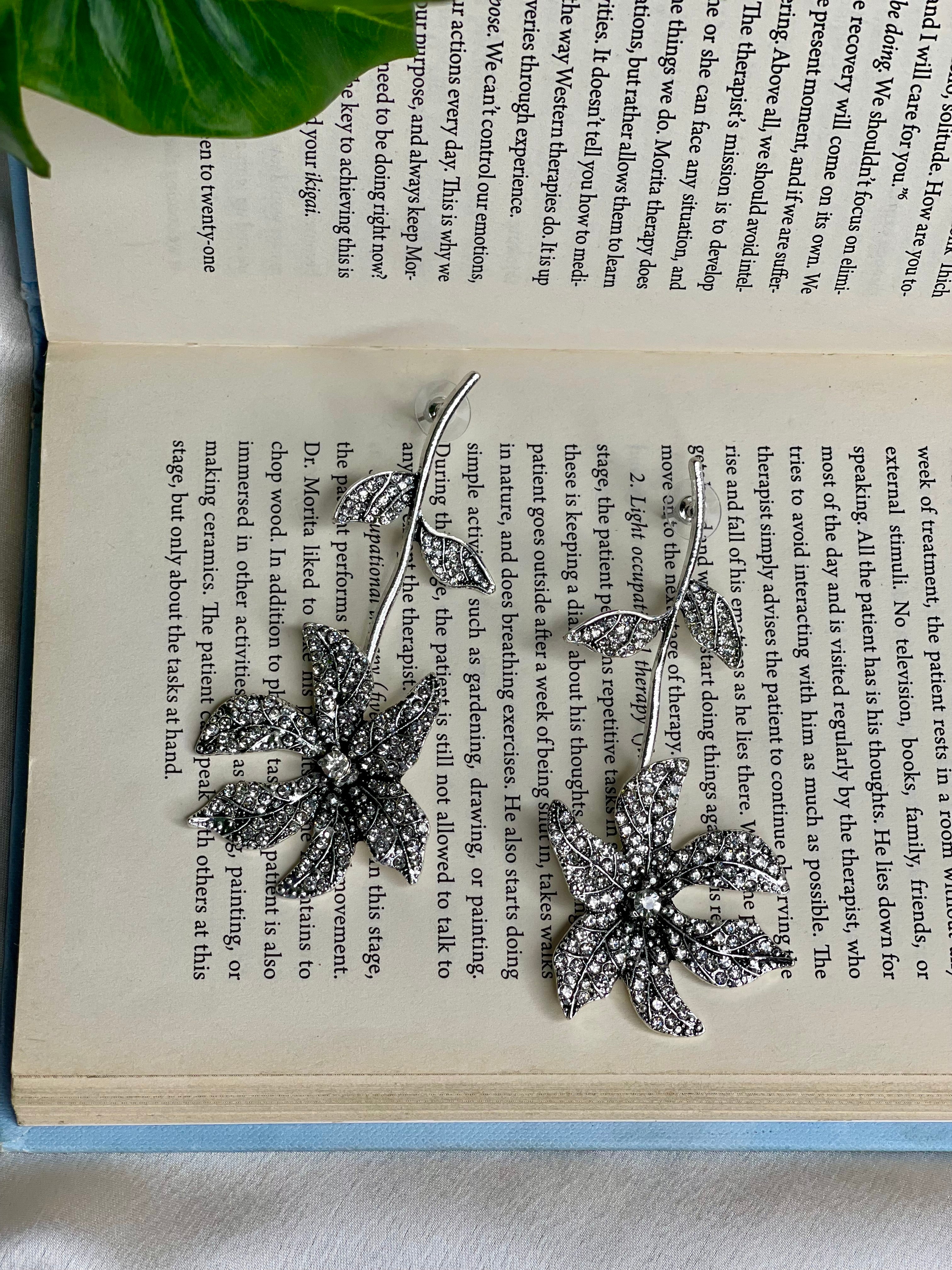 Silver Leafy Party Earrings