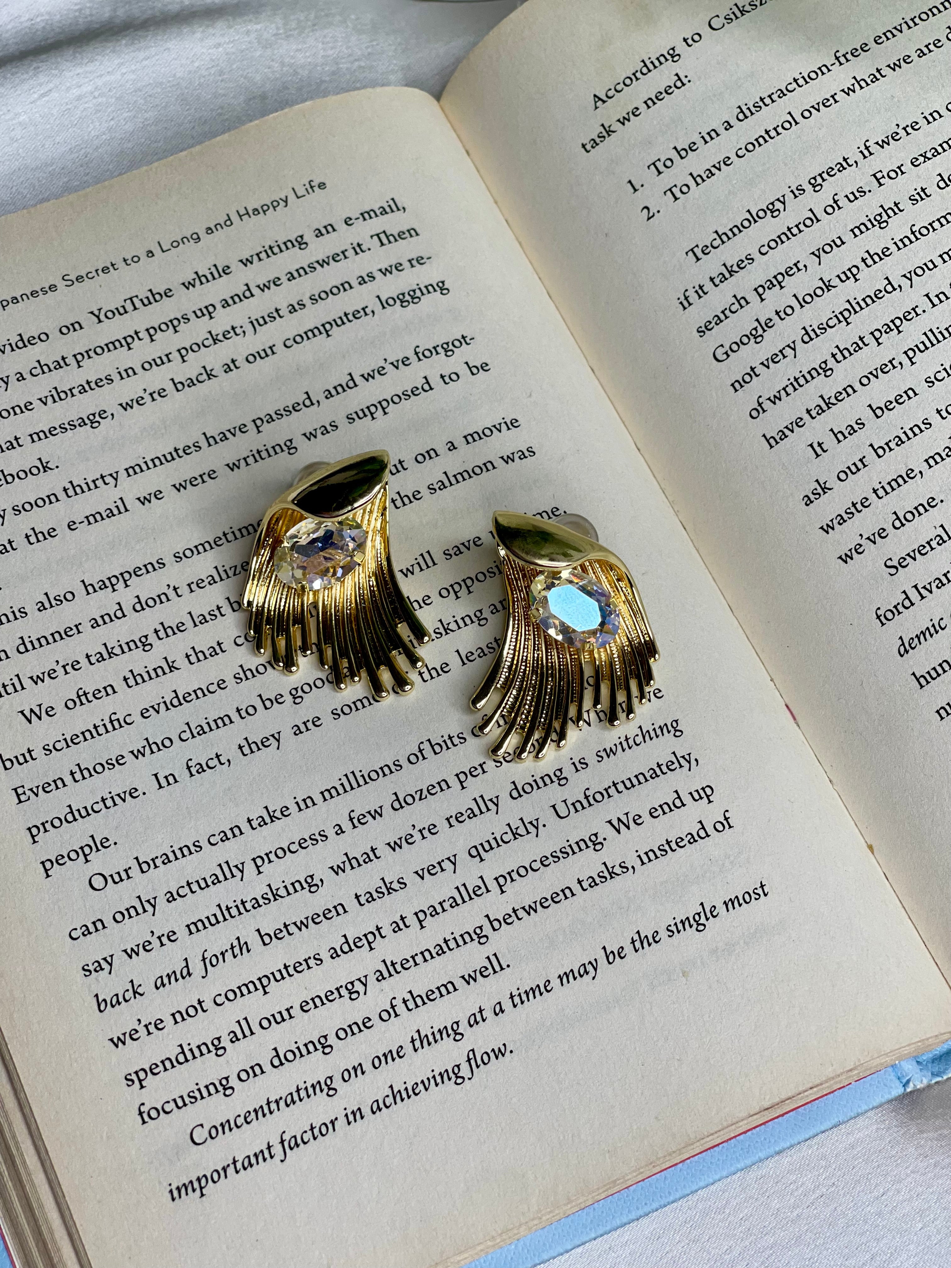 Azure Crystal Fan Earrings