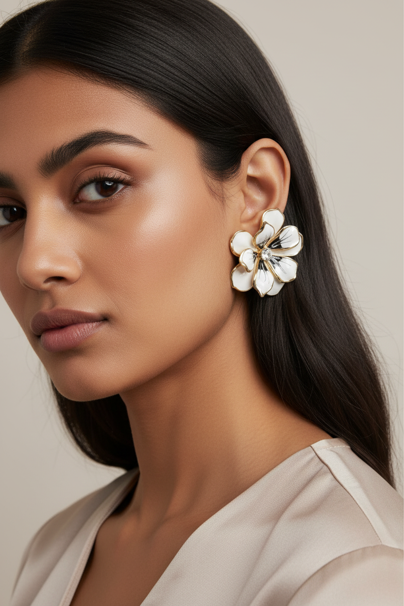 Ivory Bloom Stud Earrings