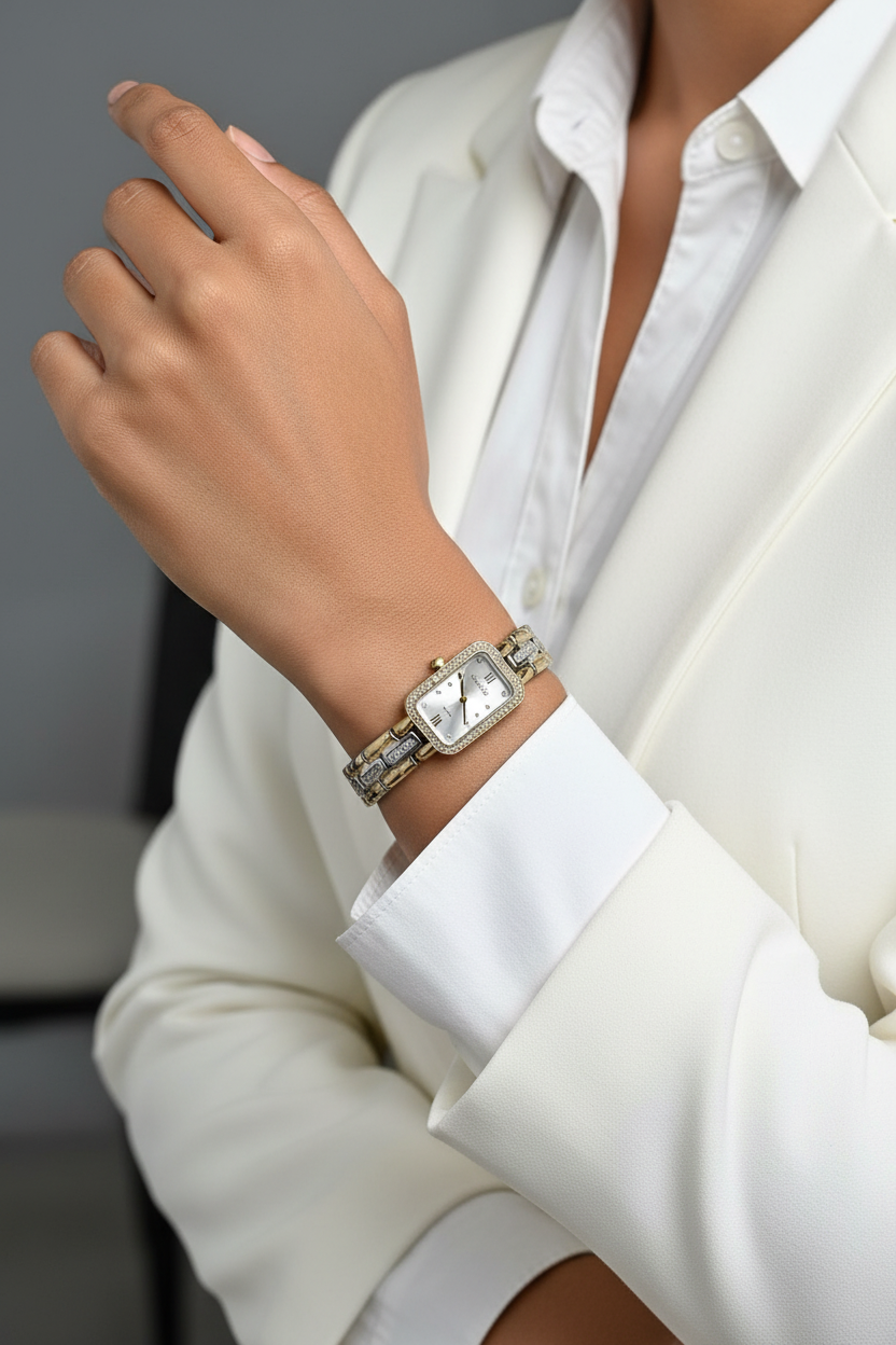 Silver Crystal Link Watch