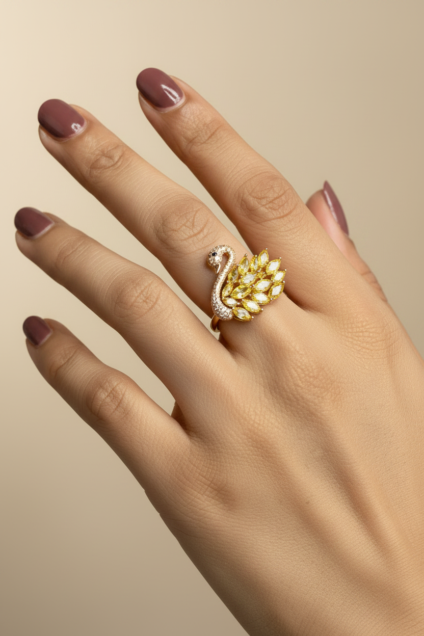 Royal Swan Crystal Ring
