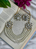 Golden Crystal Pearl Necklace Set