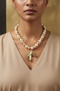 Golden Horse Pendant Pearl Necklace