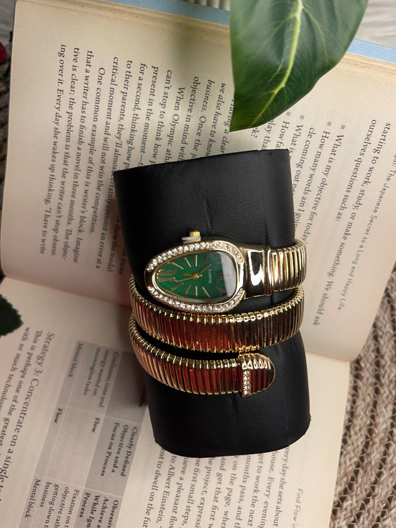 Golden Green Dial Serpent Spiral Watch