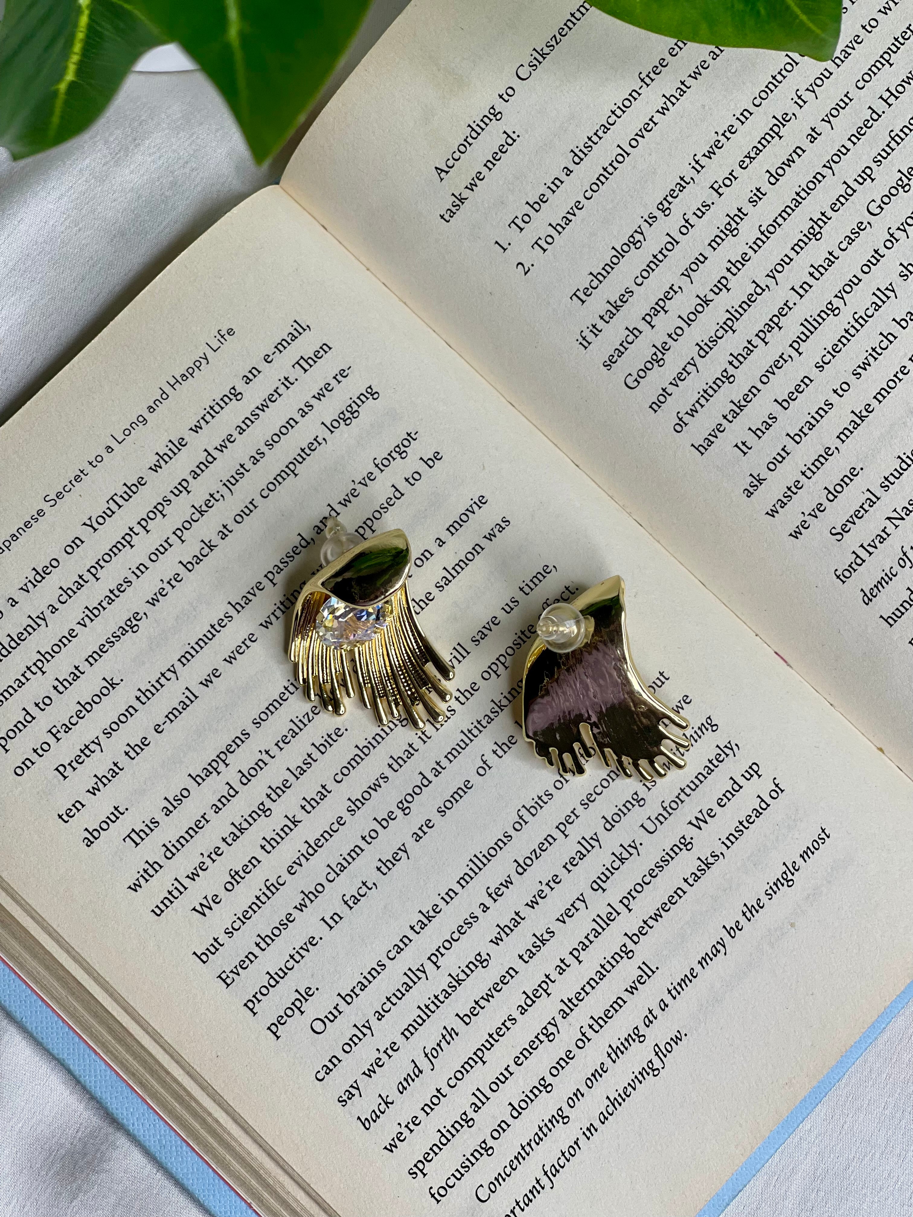 Azure Crystal Fan Earrings
