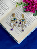 Violet Evil Eye Earrings