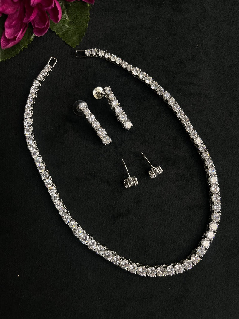 Diamond Tennis Set With 2 pair of Earrings