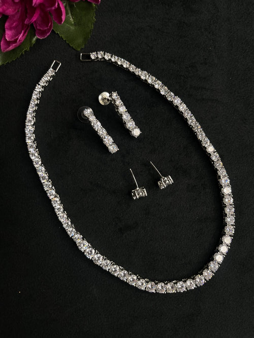 Diamond Tennis Set With 2 pair of Earrings
