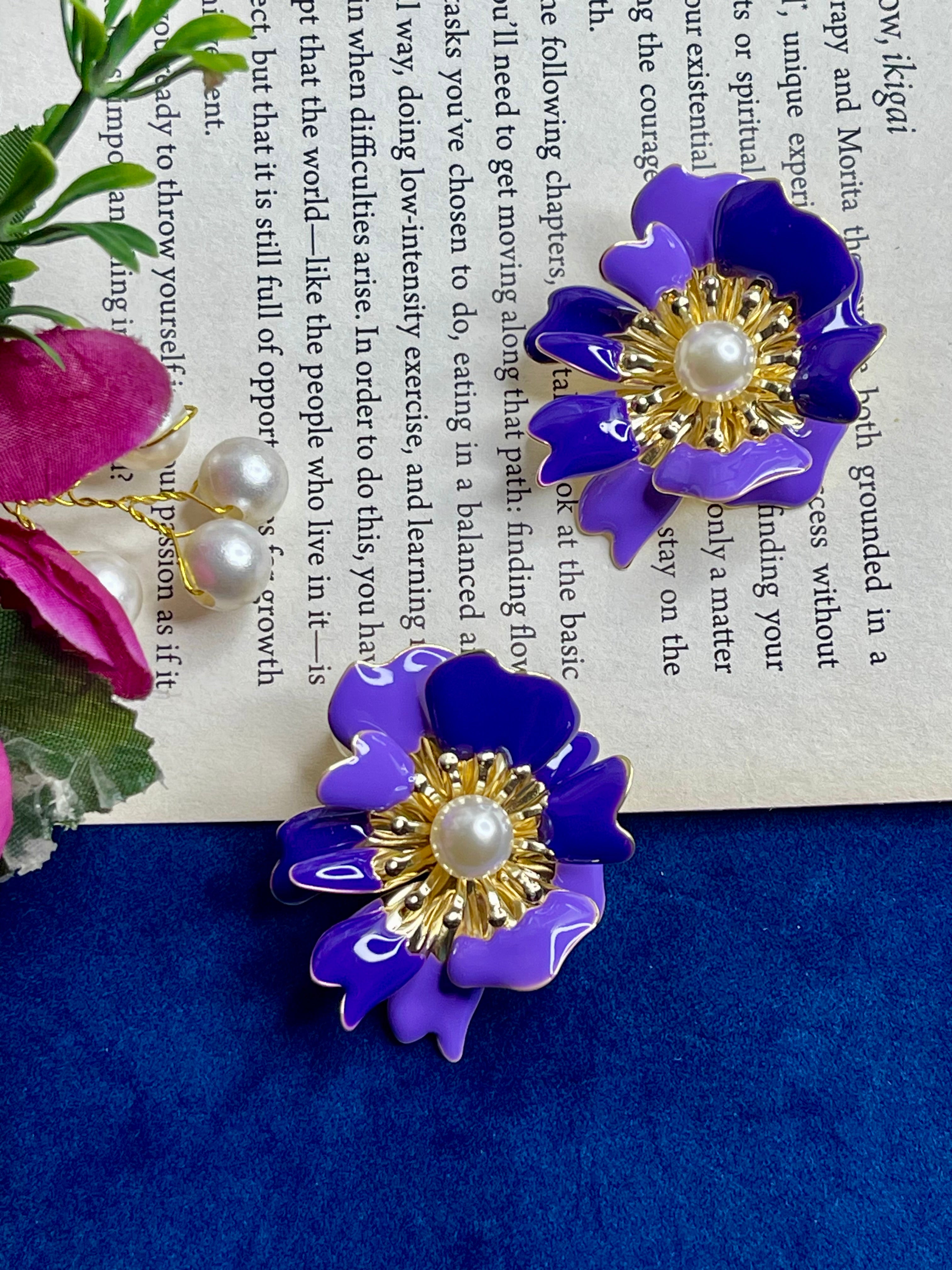 Violet Bloom Statement Earrings