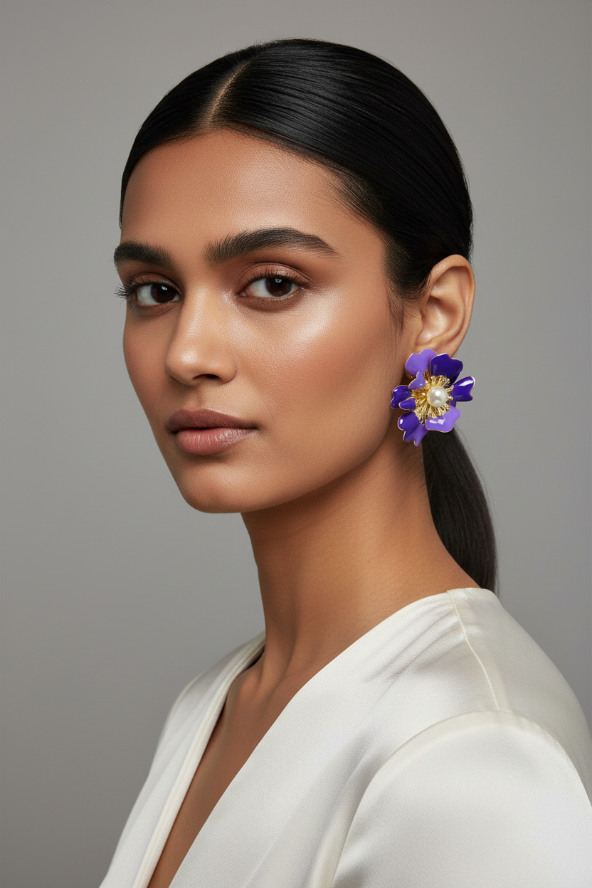 Violet Bloom Statement Earrings