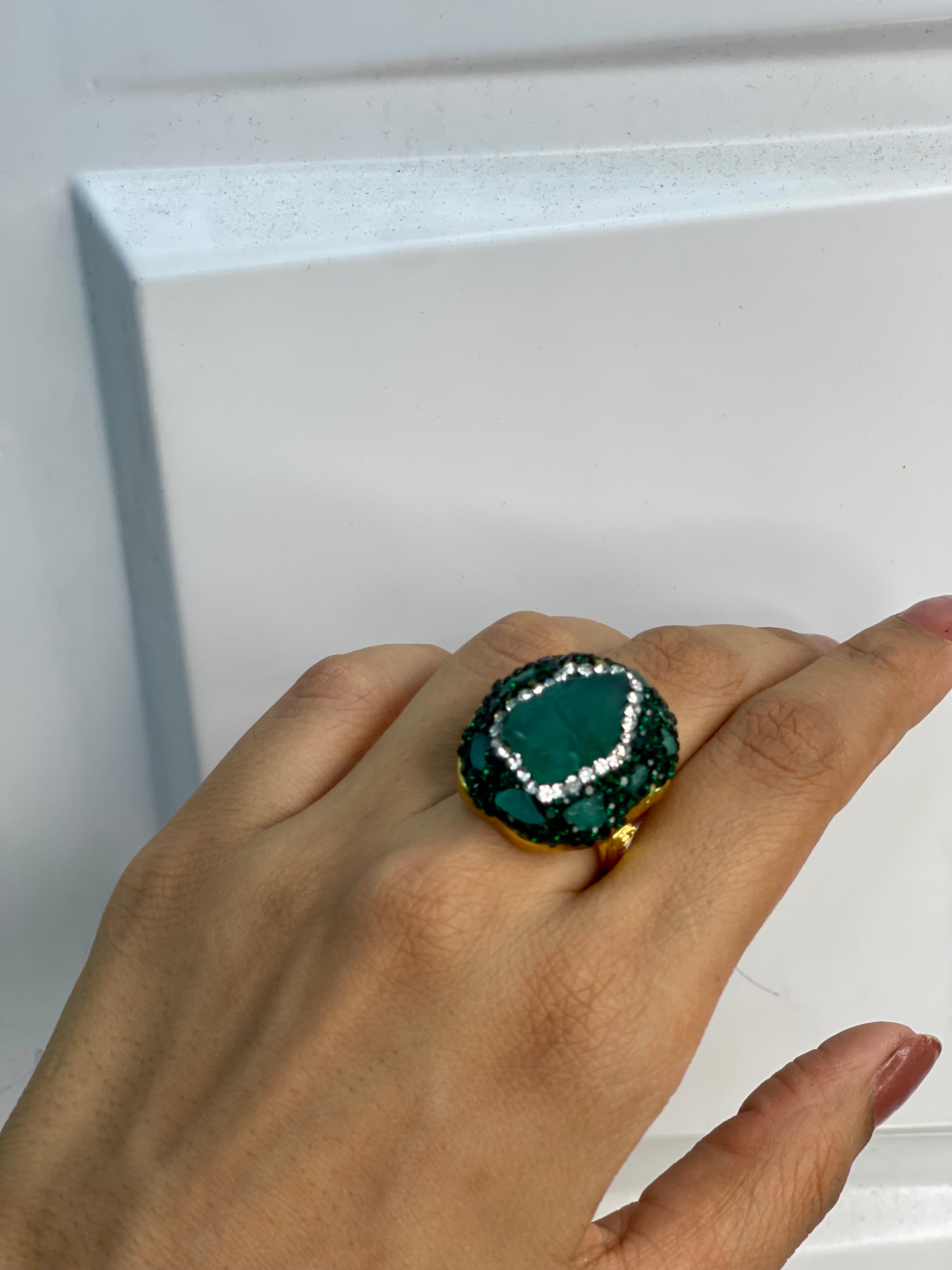 Emerald Aura Gemstone Ring