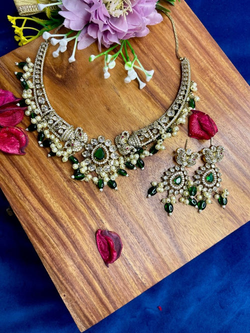Emerald  Sitara Hasli Necklace Set