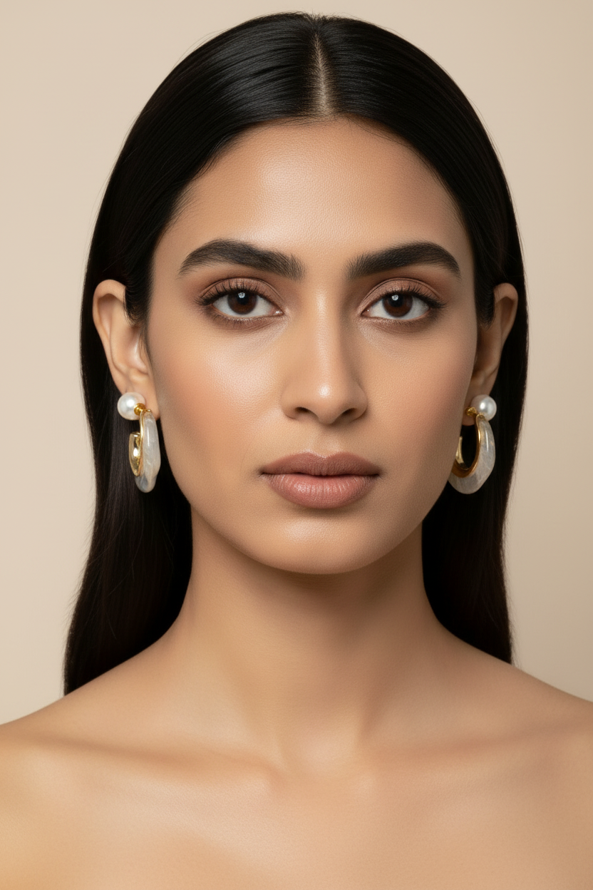 Pearl Resin Hoop Earrings