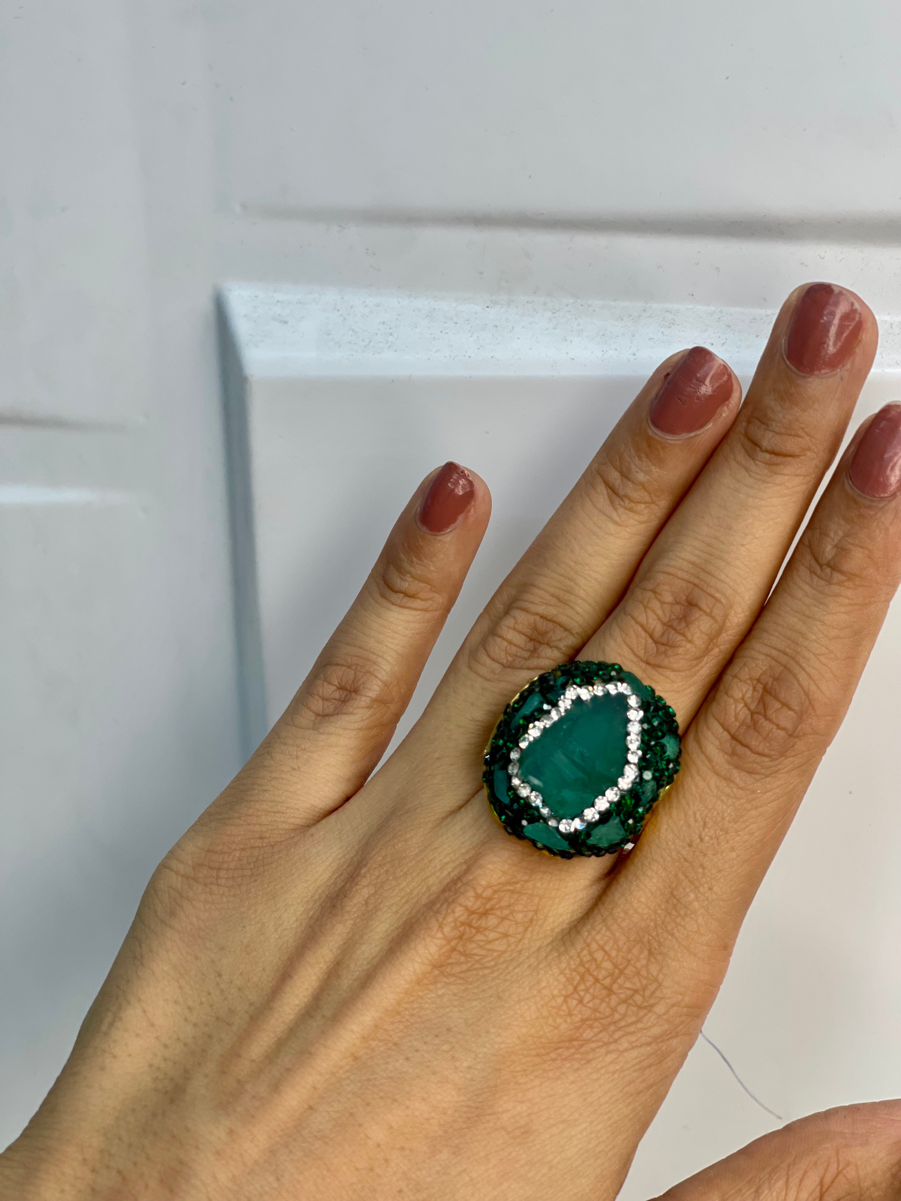 Emerald Aura Gemstone Ring