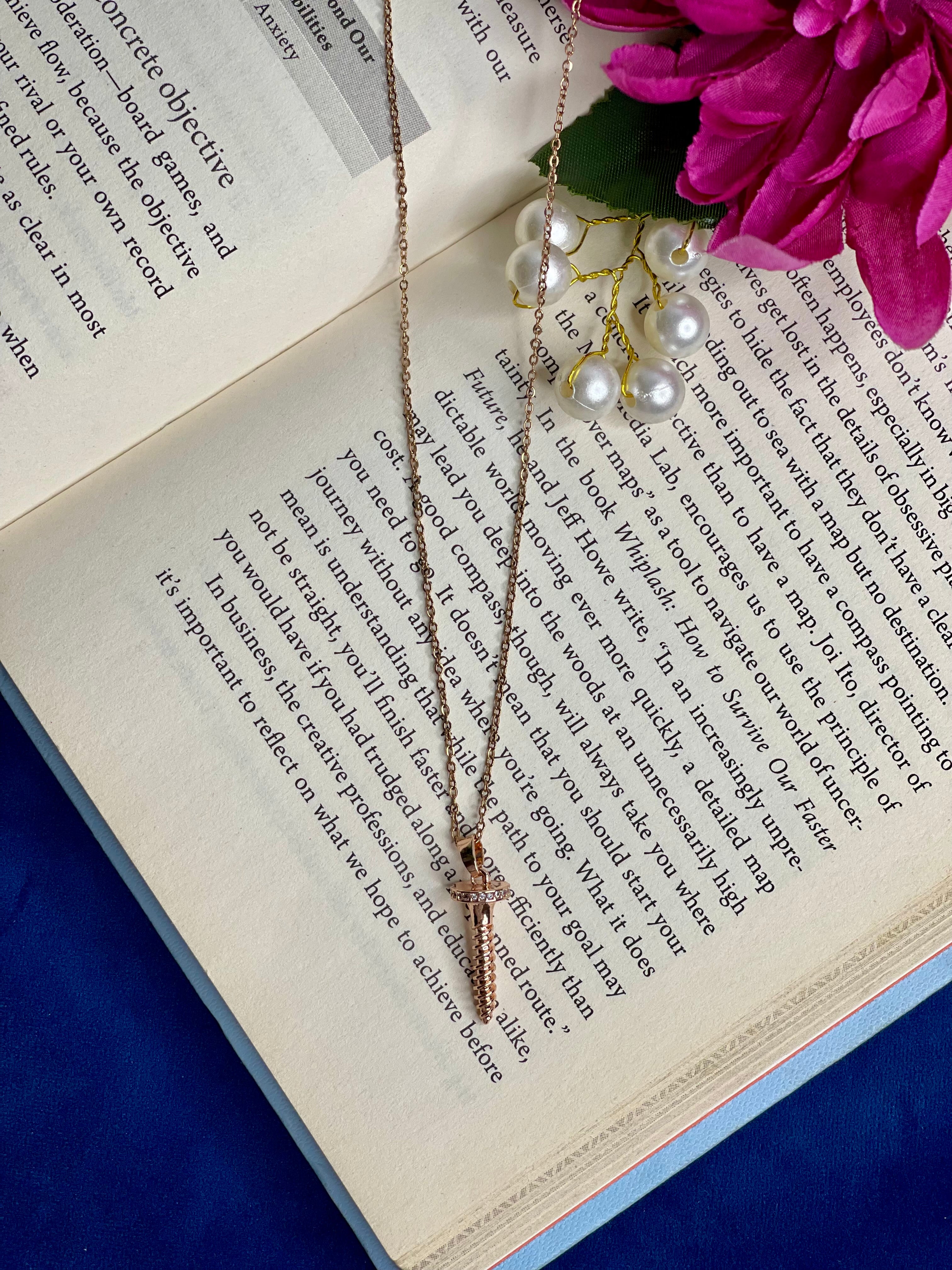 Rose Gold Nail Pendant Necklace