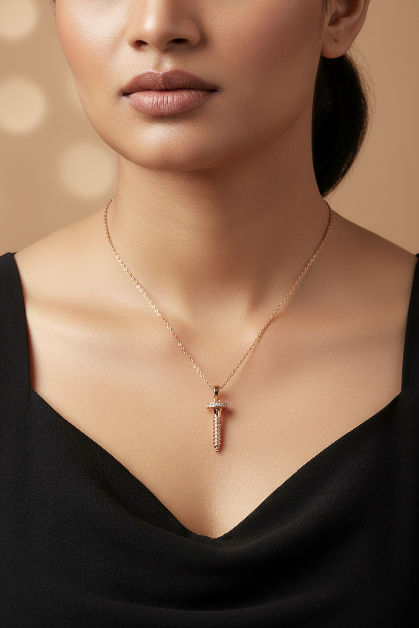 Rose Gold Nail Pendant Necklace