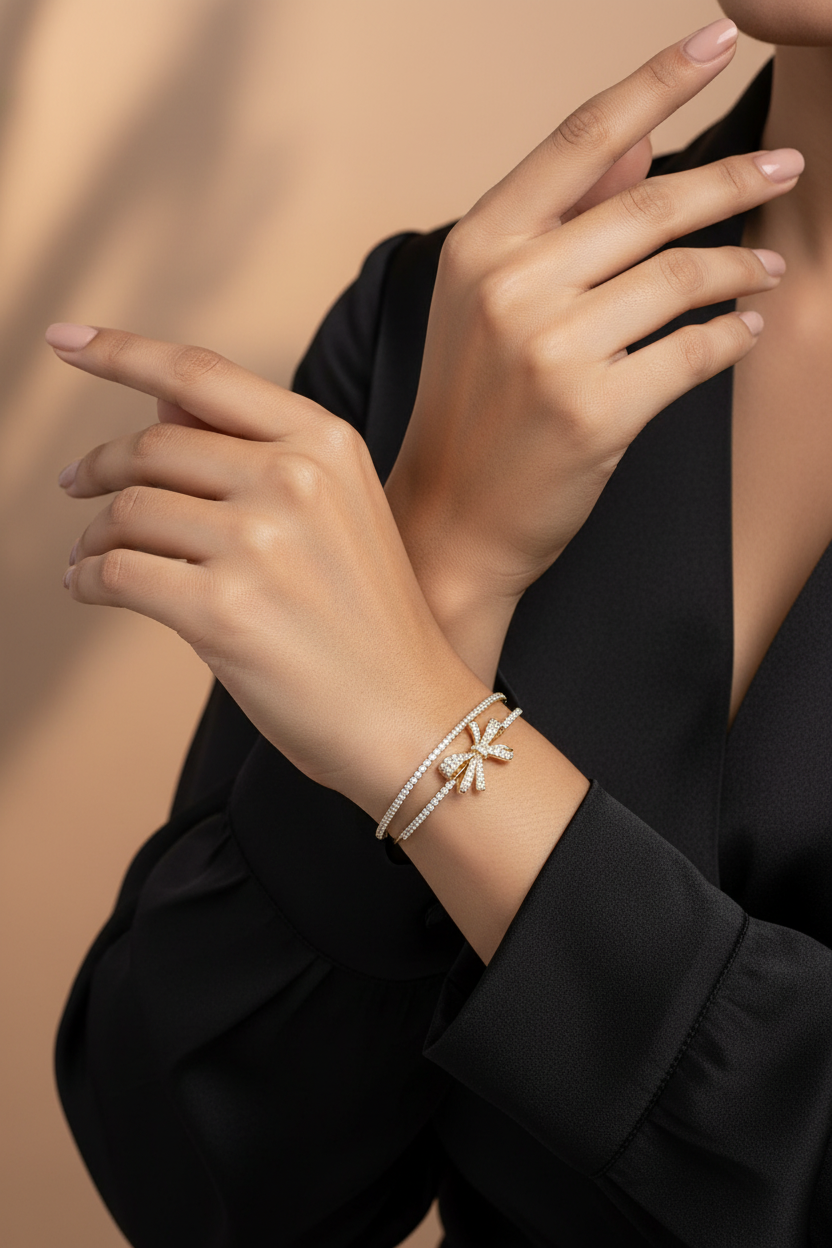 Crystal Bow Anti Tarnish Bracelet