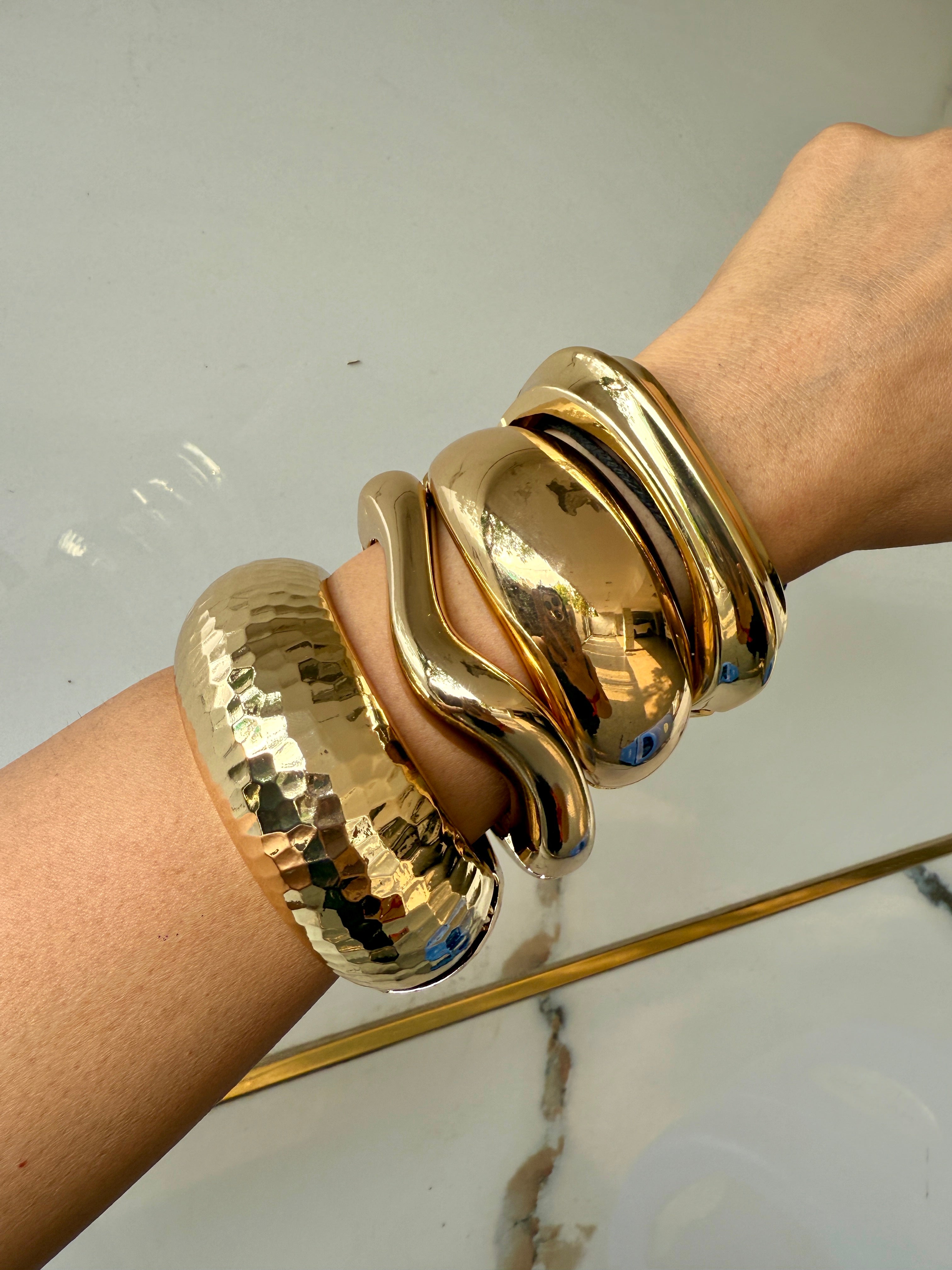 Golden Bold Cuff Stack